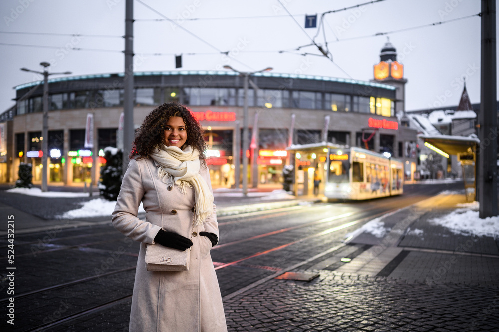Fototapeta premium woman walking on the street