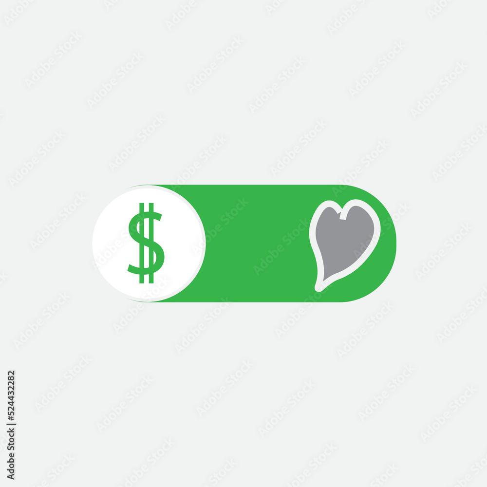 toggle icon choose money or love, vector logo icon toggle icon choose money or love, vector logo icon