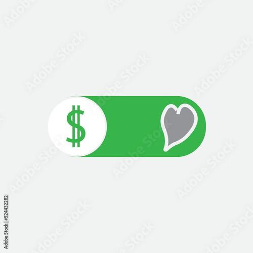 toggle icon choose money or love, vector logo icon