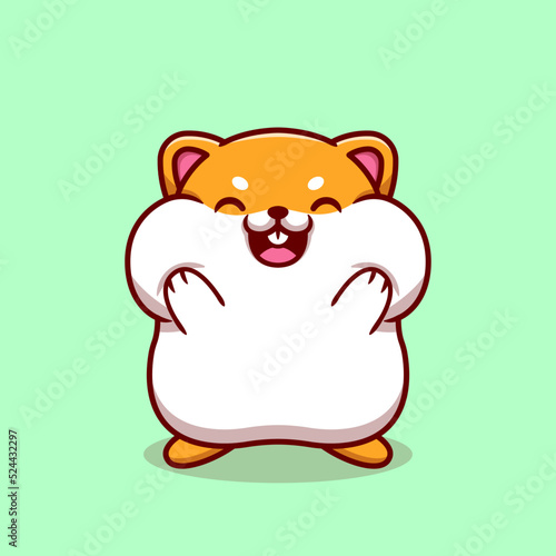 Cute Hamster Holding the Cheek Cartoon Vector Icon 
Illustration. Animal Nature Icon Concept Isolated Premium 
Vector. Flat Cartoon Style