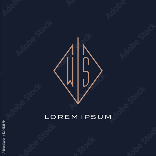 Monogram WS logo with diamond rhombus style, Luxury modern logo design photo