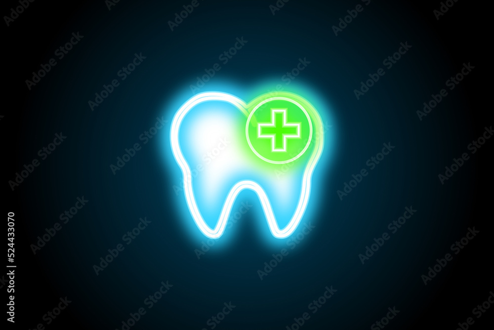 Dentist tooth healthy teeth glowing neon sign symbol Dentist tooth healthy teeth glowing neon sign symbol