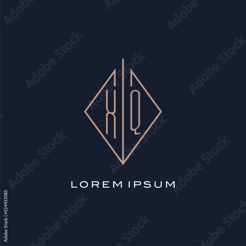 Monogram XQ logo with diamond rhombus style, Luxury modern logo design photo