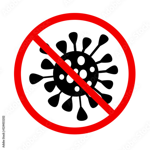 virus stop sign on white background.no virus icon