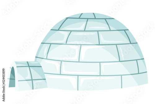 Igloo icon. Cartoon vector icehouse. Winter construction from ice blocks. Eskimo peoples house isolated on white background