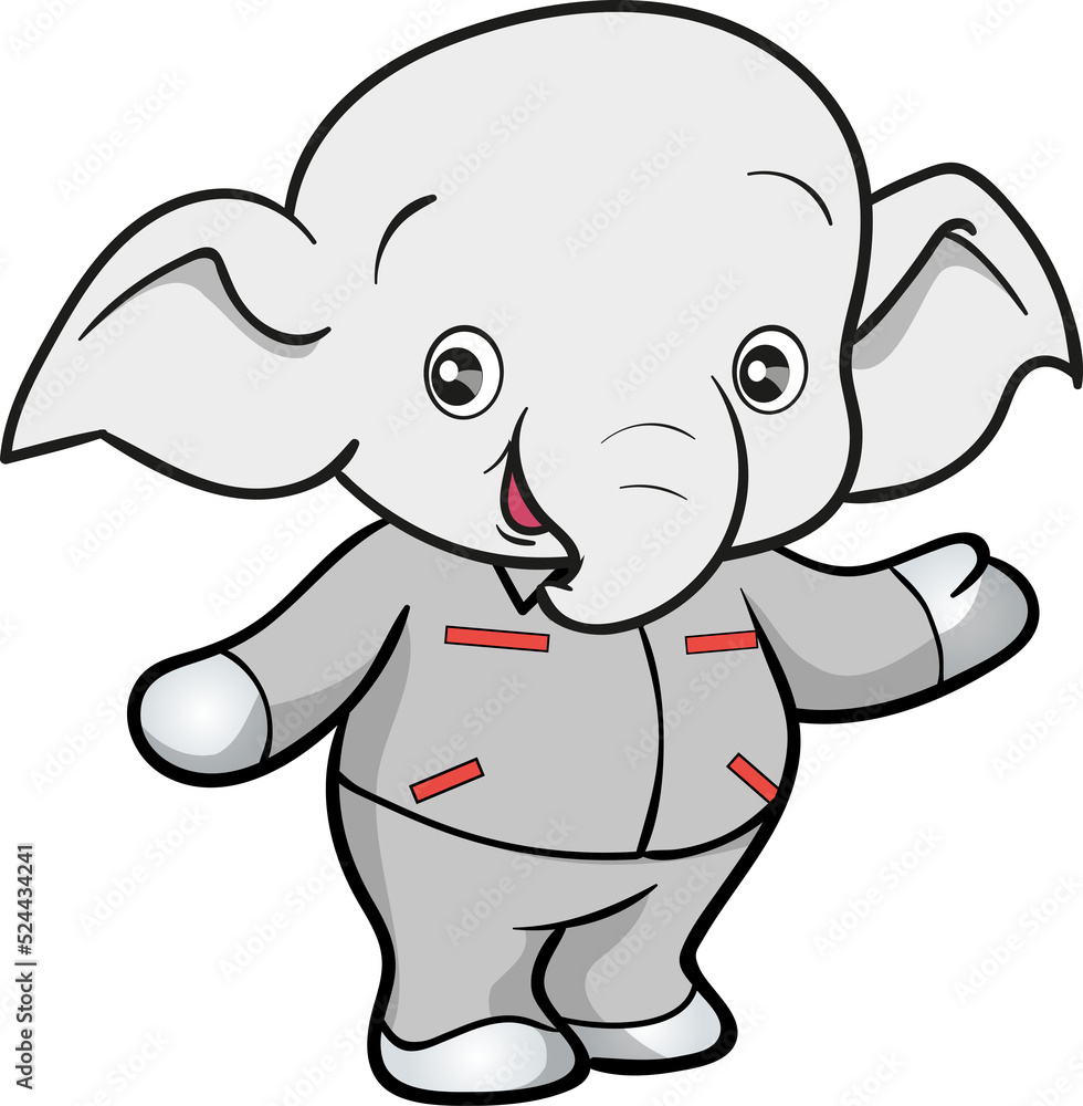 Naklejka premium cute elephant mechanic worker mascot cartoon character