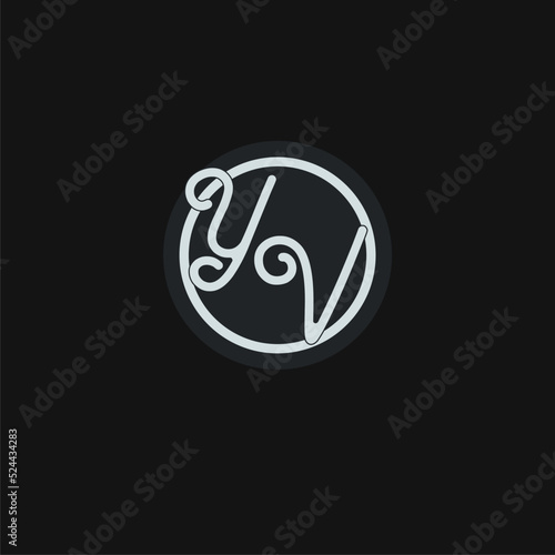 Initials YV logo monogram with simple circle line design inspiration photo