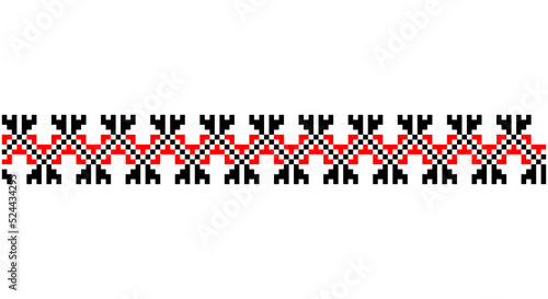 Embroidered good like old handmade cross-stitch ethnic Ukraine pattern. Ukrainian towel ornament, rushnyk called, vector.