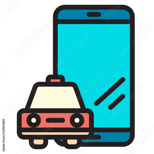 Online taxi service , Online Service filled outline icon.