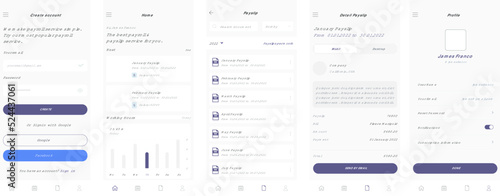 Payroll, Salary, paycheck & payroll App Ui Kit Blue Template 