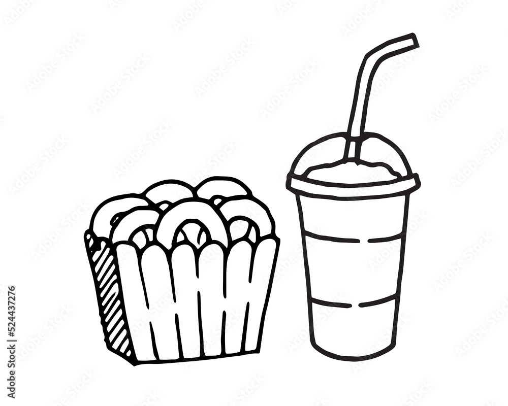 Crispy Onion Rings and drink illustration Crispy Onion Rings and drink illustration