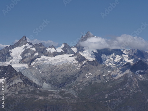 Panoramic landscape seen from Klein Matterhorn in Switzerland