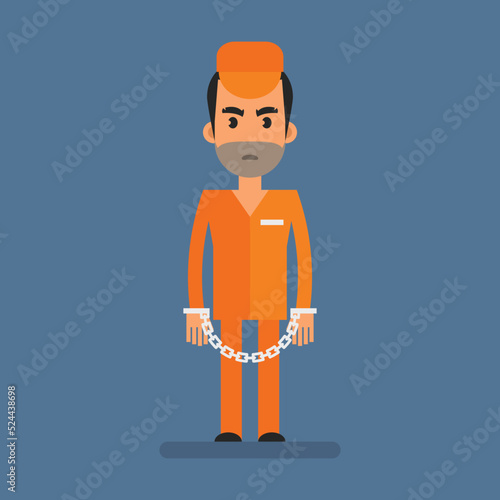 Prisoner stands handcuffed