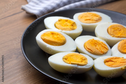 Boiled sliced egg, food photo