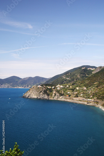 The panorama of CInque Terre national park and Corniglia village, Italy © nastyakamysheva