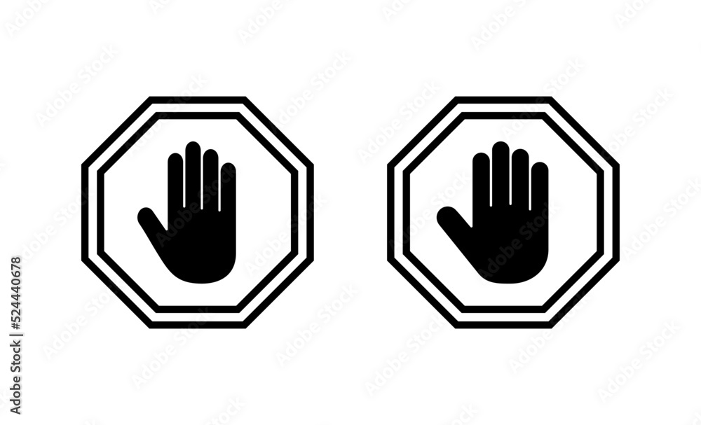 Stop icon vector. stop road sign. hand stop sign and symbol. Do not enter stop red sign with hand Stop icon vector. stop road sign. hand stop sign and symbol. Do not enter stop red sign with hand
