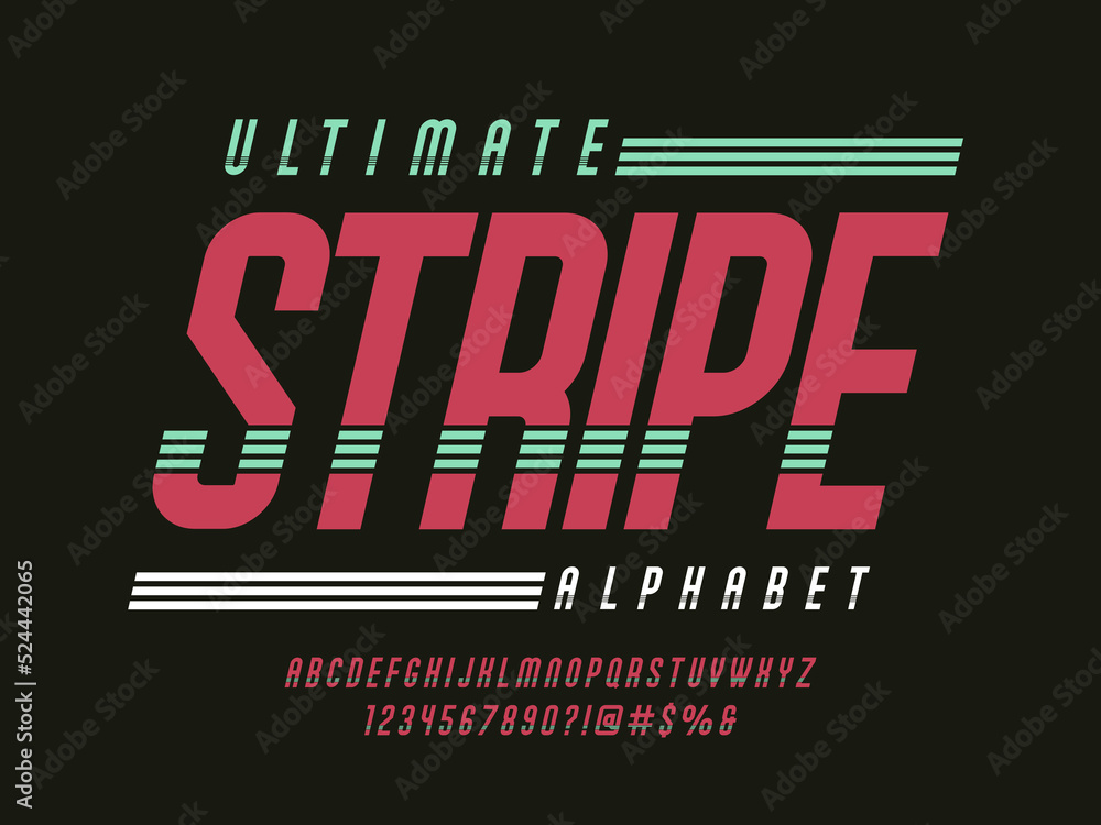 © FotoGraphic - modern stripe style alphabet design with uppercase, numbers and symbols © FotoGraphic - modern stripe style alphabet design with uppercase, numbers and symbols