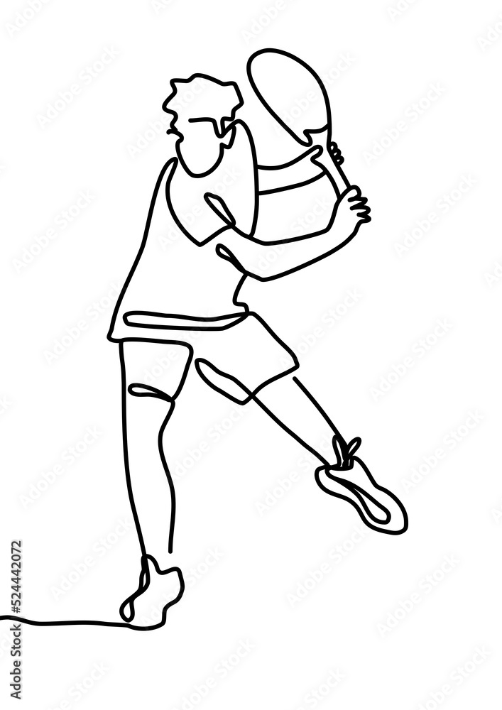 Fototapeta premium One continuous line drawing, tennis