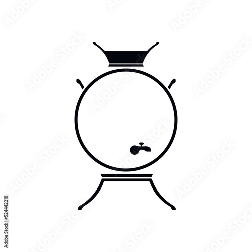 Russian retro teapot - samovar simple  icon. Hot tea drink in the metal lic pot. 
Samovar for boiling water. Russian traditional old fashioned style of tea drinking. 