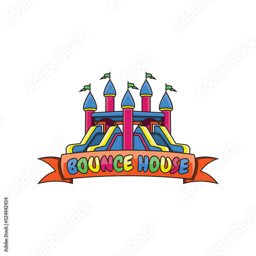 Fotografia A fun and fun inflatable bounce house logo perfect for a bounce house rental business