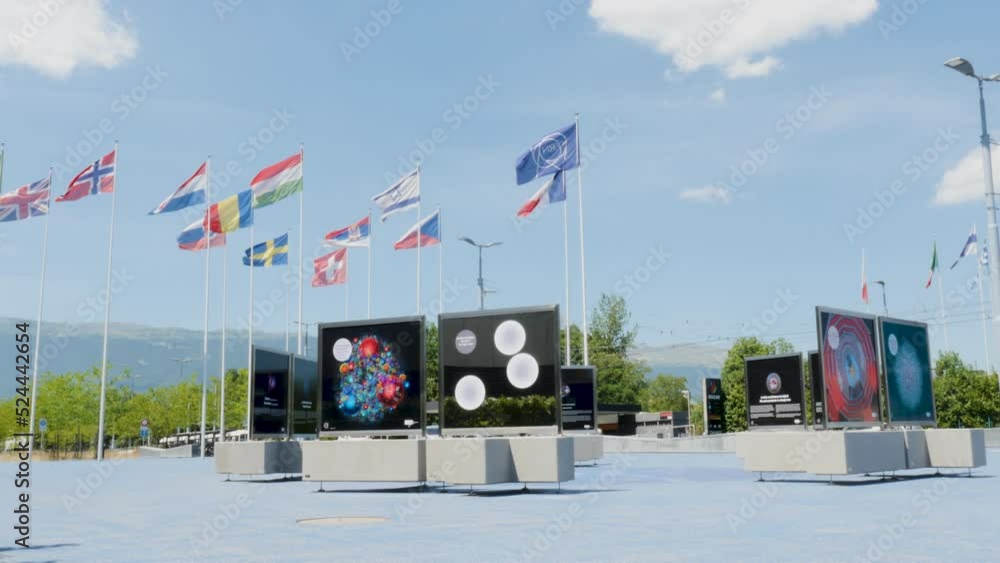 Geneva, Switzerland, view of the Esplanade des Particules square of C.E.R.N.