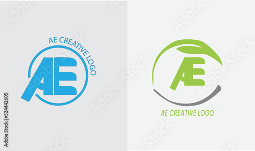 Creative letter ae with circle green leaf logo vector