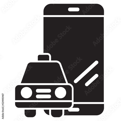 Online taxi service , Online Service solid icon.
