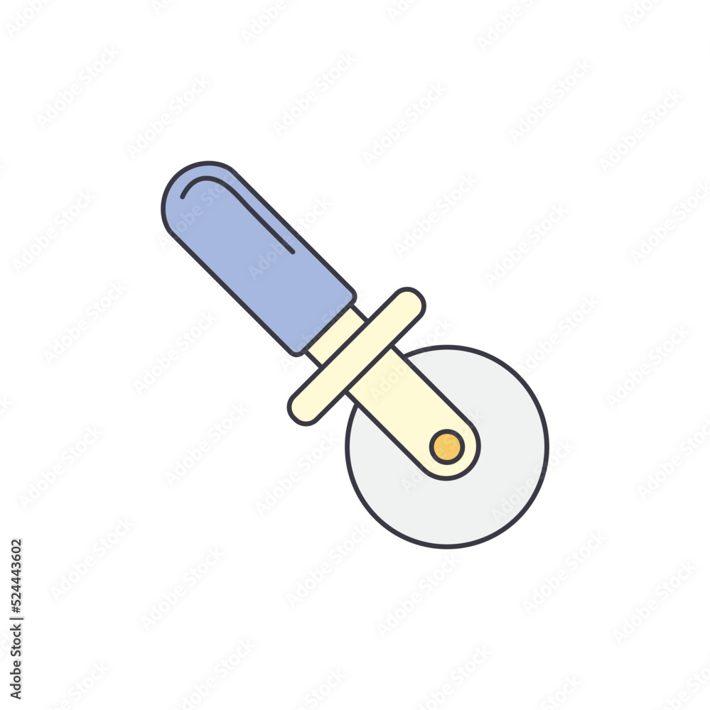 Pizza cutter icon in color, isolated on white background Pizza cutter icon in color, isolated on white background