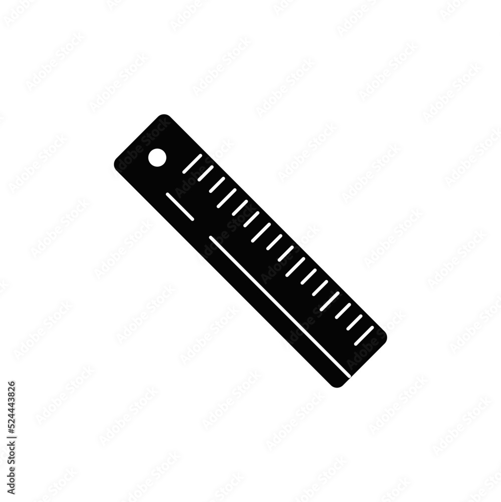 Ruler tool, stationery icon in black flat glyph, filled style isolated on white background Ruler tool, stationery icon in black flat glyph, filled style isolated on white background