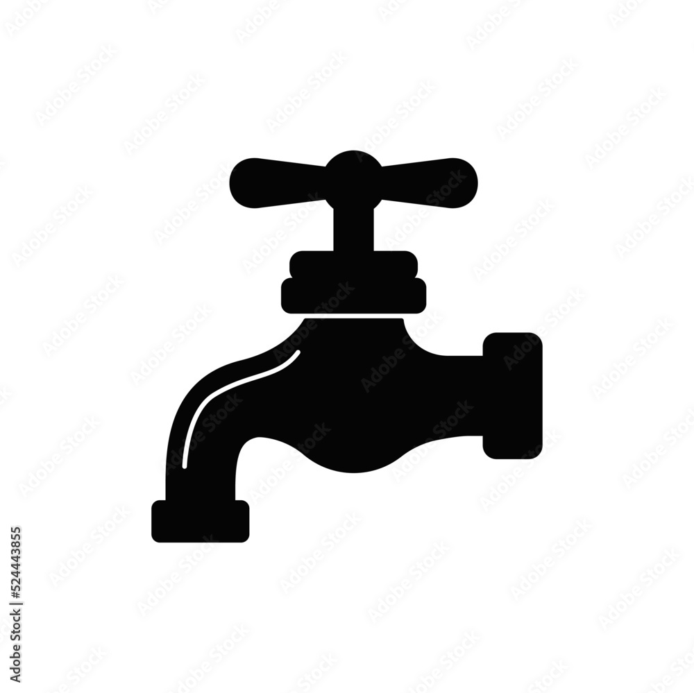 Water Faucet icon in black flat glyph, filled style isolated on white background Water Faucet icon in black flat glyph, filled style isolated on white background
