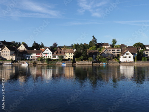 Village at Rhine River in european STEIN AM RHEIN town in SWITZERLAND