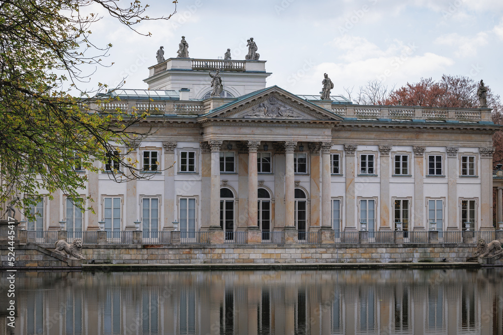 Palace on the Water in Lazienki - Royal Baths Park in Warsaw city, Poland