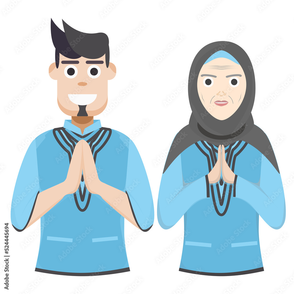Couple Happy Eid Al Fitr Adha Ramadan Pose Give Wishing