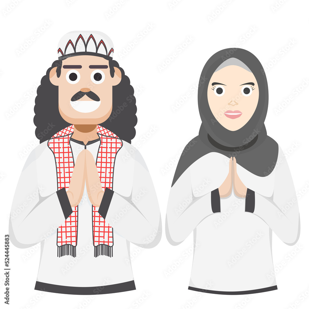 Couple Happy Eid Al Fitr Adha Ramadan Pose Give Wishing