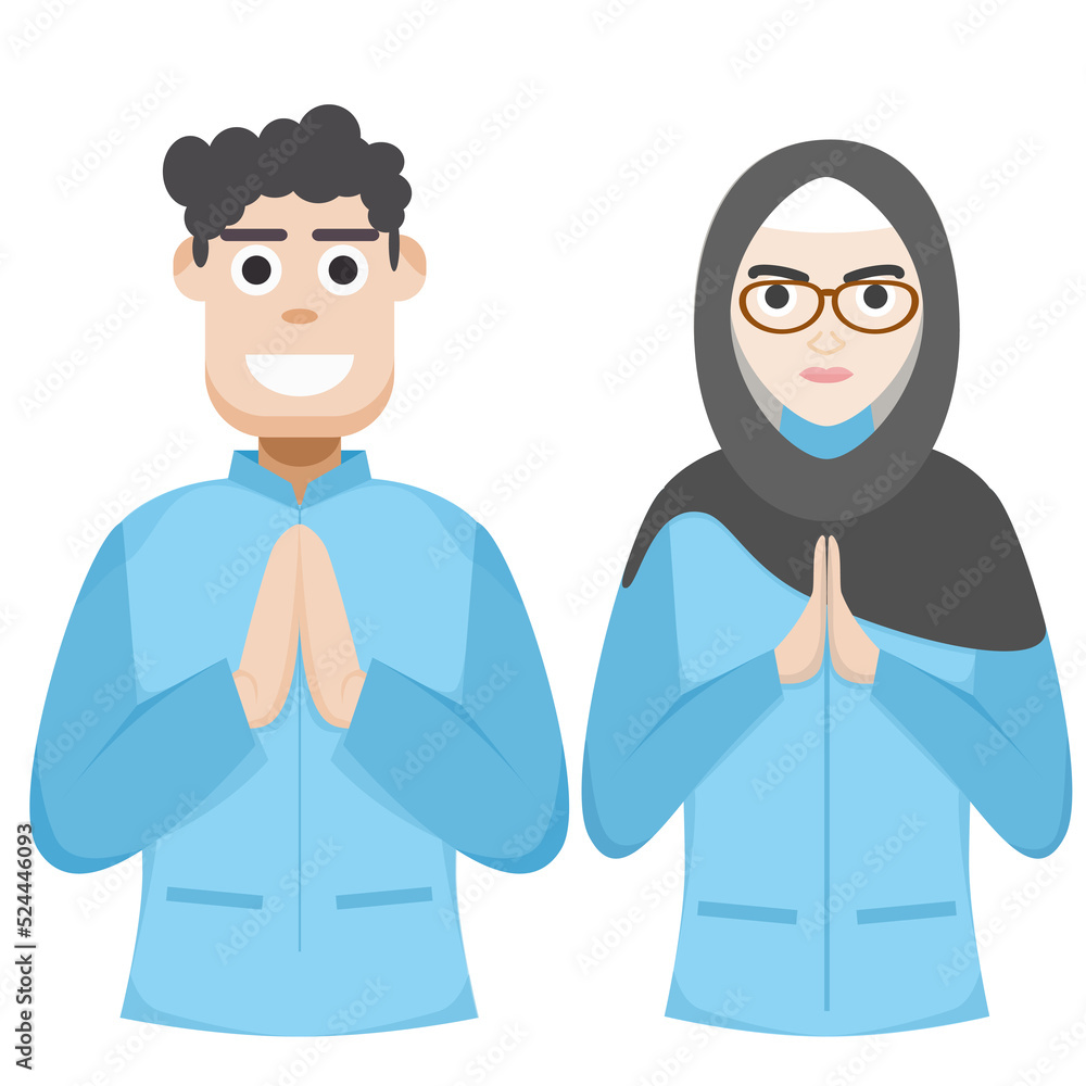 Couple Happy Eid Al Fitr Adha Ramadan Pose Give Wishing Couple Happy Eid Al Fitr Adha Ramadan Pose Give Wishing