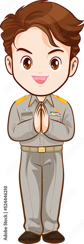 Thai man and woman official Saluting Cute couple cartoon of Thai government officers Thai man and woman official Saluting Cute couple cartoon of Thai government officers