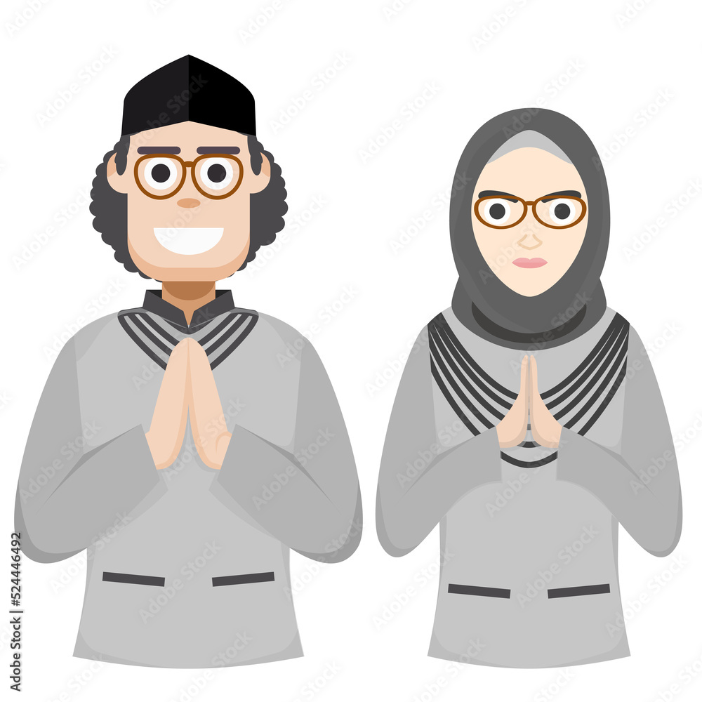 Couple Happy Eid Al Fitr Adha Ramadan Pose Give Wishing Couple Happy Eid Al Fitr Adha Ramadan Pose Give Wishing