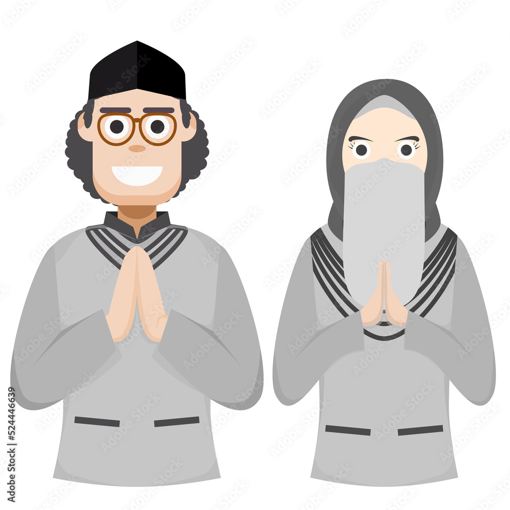 Couple Happy Eid Al Fitr Adha Ramadan Pose Give Wishing Couple Happy Eid Al Fitr Adha Ramadan Pose Give Wishing