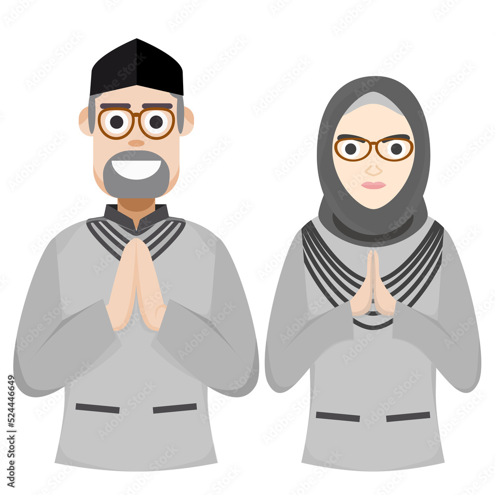 Couple Happy Eid Al Fitr Adha Ramadan Pose Give Wishing Couple Happy Eid Al Fitr Adha Ramadan Pose Give Wishing