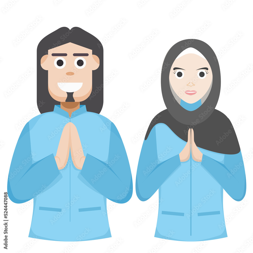 Couple Happy Eid Al Fitr Adha Ramadan Pose Give Wishing Couple Happy Eid Al Fitr Adha Ramadan Pose Give Wishing