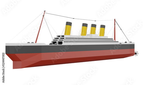 Fotografie 3D of retro passenger steam ship