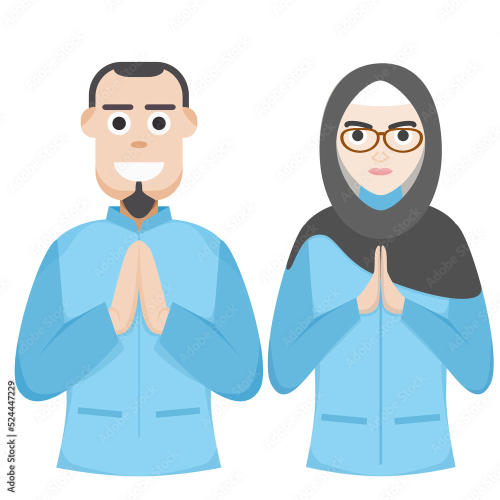 Couple Happy Eid Al Fitr Adha Ramadan Pose Give Wishing Couple Happy Eid Al Fitr Adha Ramadan Pose Give Wishing