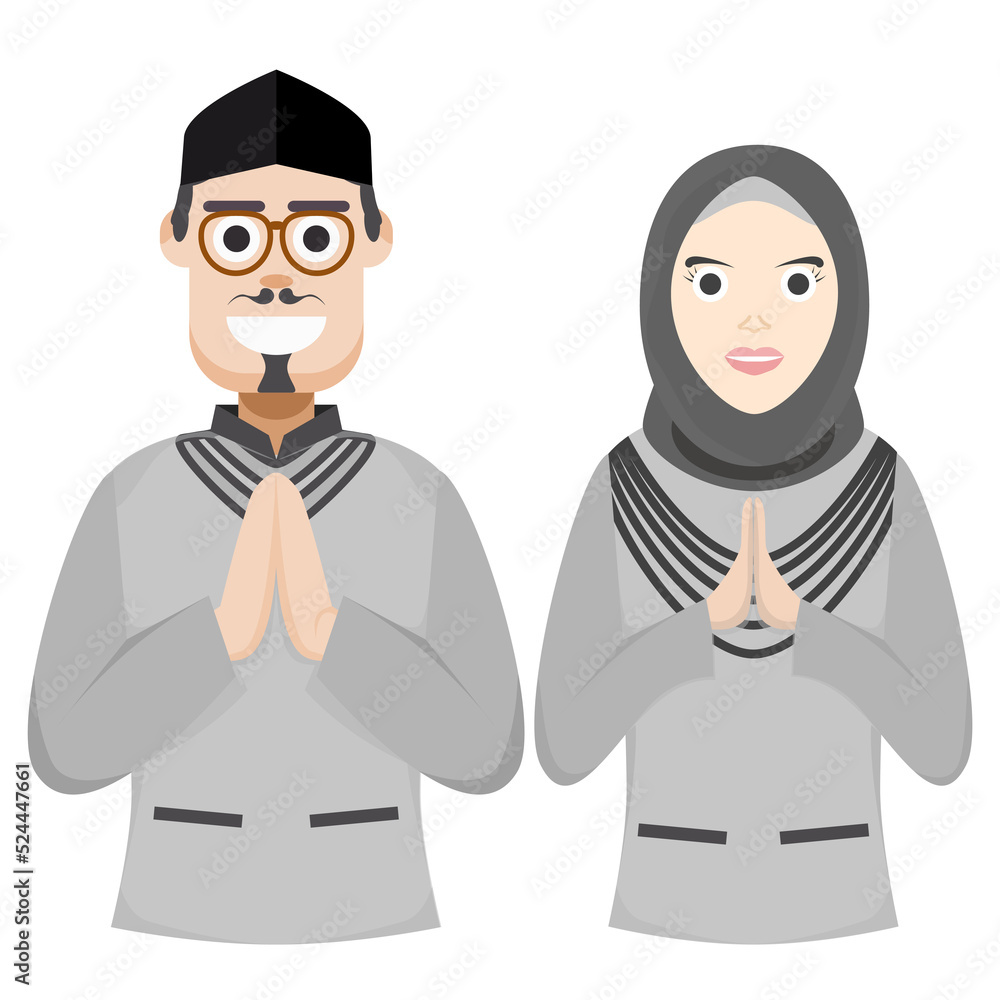 Couple Happy Eid Al Fitr Adha Ramadan Pose Give Wishing Couple Happy Eid Al Fitr Adha Ramadan Pose Give Wishing