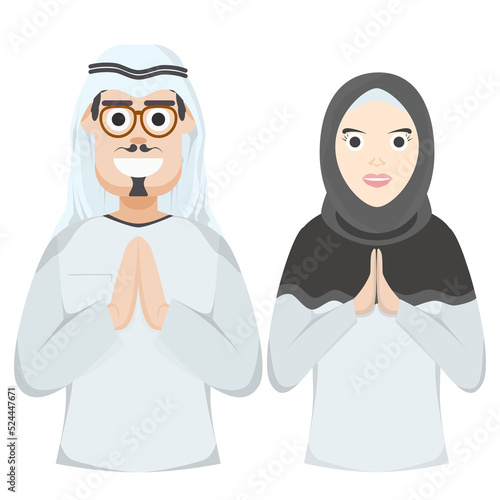 Couple Happy Eid Al Fitr Adha Ramadan Pose Give Wishing