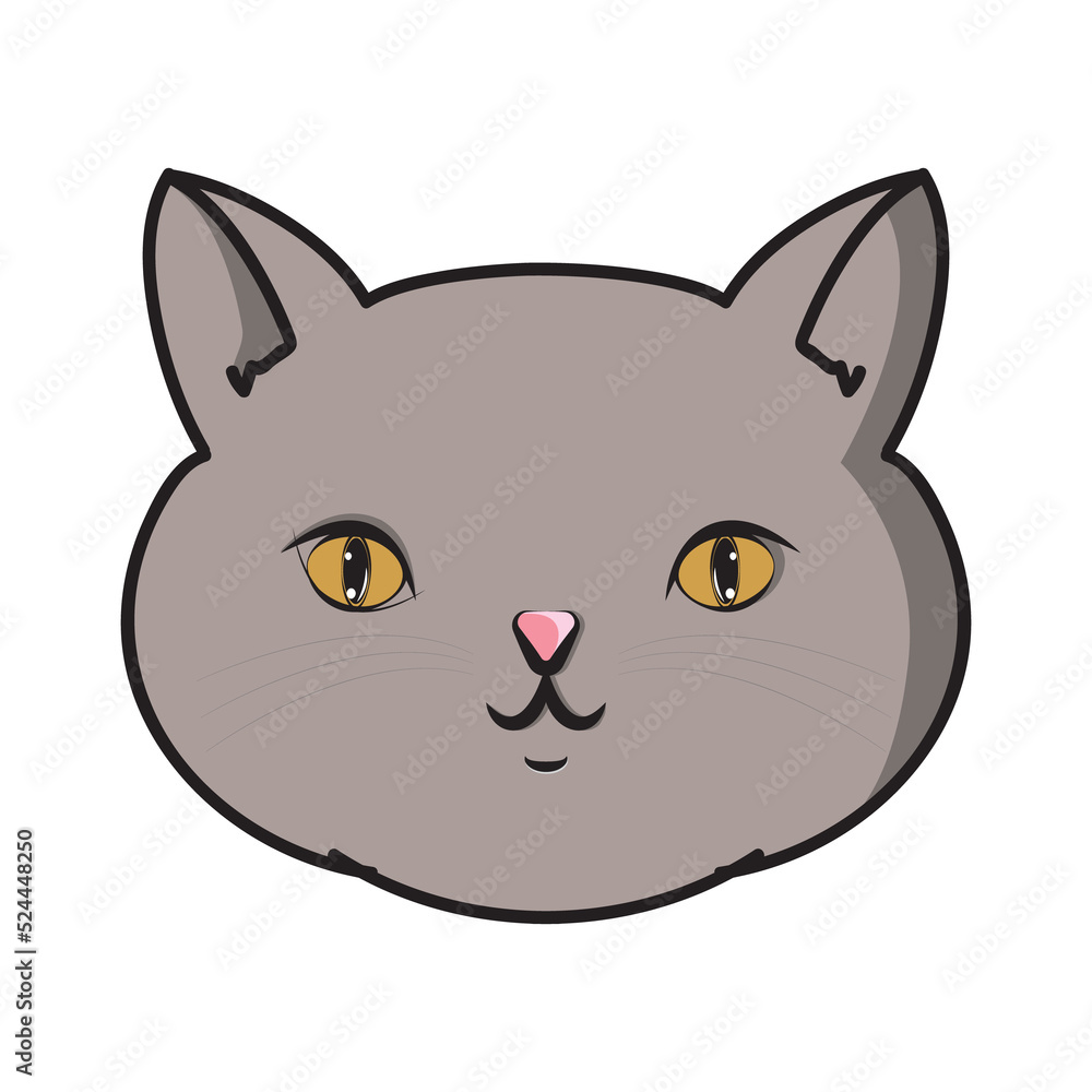 Cute Head Cat Solid Brown Color Cute Head Cat Solid Brown Color
