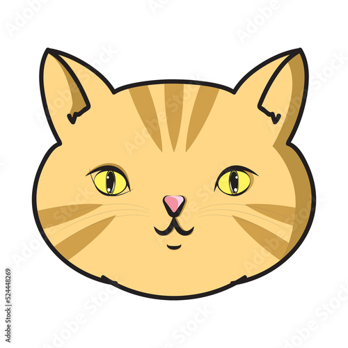 Cute Head Cat Solid Orange Strip Color