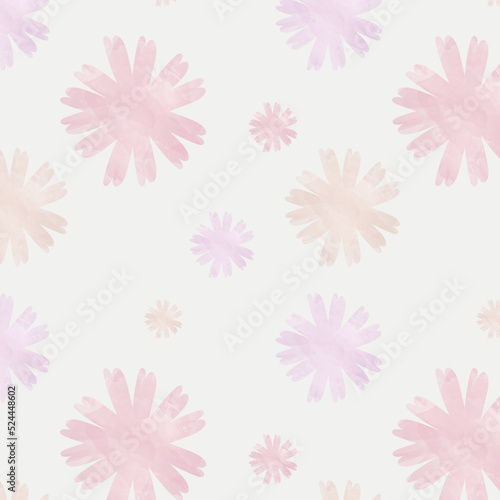 Abstract watercolor floral seamless pattern, pink petals of daisy. Blooming flowers, texture, background, wallpapers, endless ornament, repeating print for decoration, wedding invitation. Vector