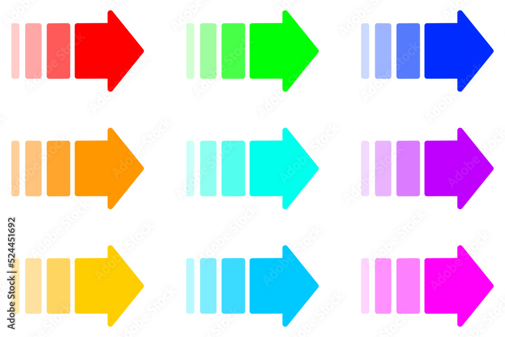 Directional Arrow icon set. Motion Colorful arrow symbol Directional Arrow icon set. Motion Colorful arrow symbol
