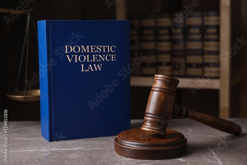 Wallpaper Mural Domestic violence law and gavel on grey marble table