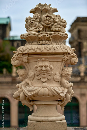 Architectural decorative element on the upper gallery of Zwinger palacial complex, Desden